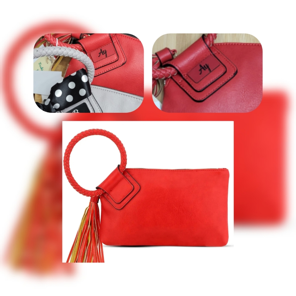 New  Vegan Clutch Handbag- Red